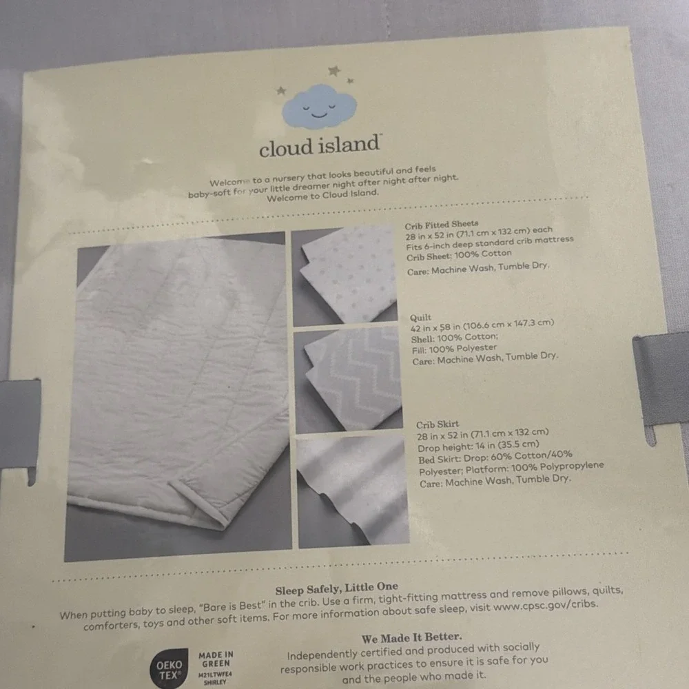 Cloud Island 4 Piece Crib Set Comforter Sheet Blanket Crib Skirt  Snowflake